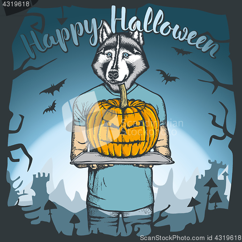 Image of Vector illustration of Halloween dog concept
