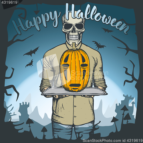 Image of Vector illustration of Halloween skull concept