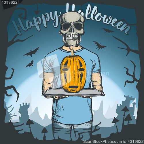 Image of Vector illustration of Halloween skull concept