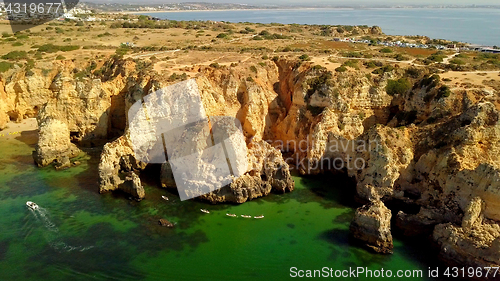 Image of Amazing aerial shot of rocky coast