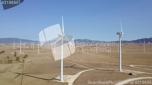 Image of Windmills in desert