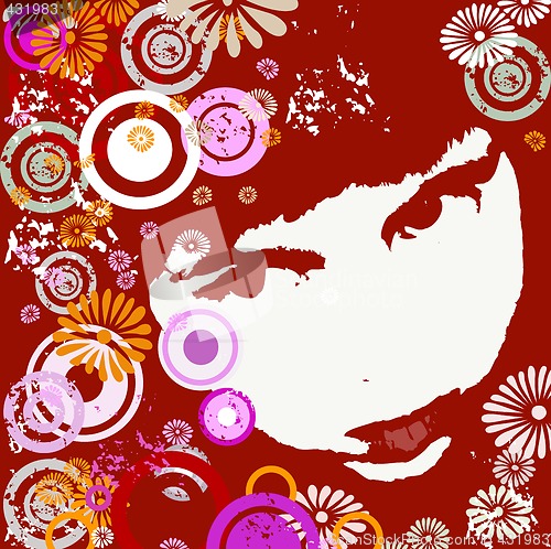 Image of girl with circles and flowers