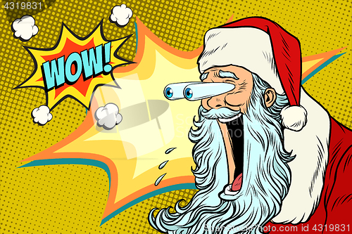 Image of Bulging eyes Hyper reaction to Santa Claus