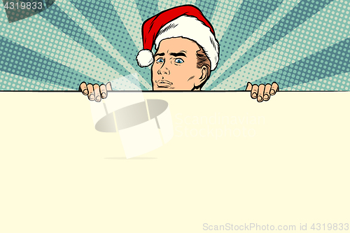 Image of man with Santa hat sales banner