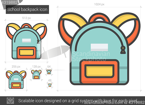 Image of School backpack line icon.