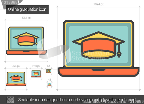 Image of Online graduation line icon.
