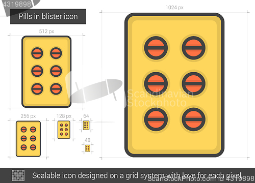 Image of Pills in blister line icon.