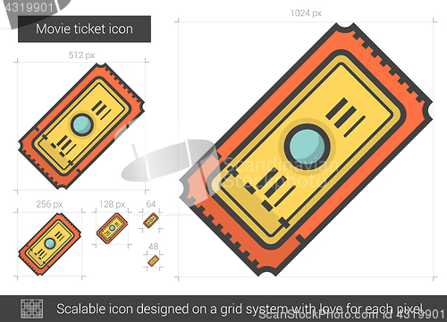 Image of Movie ticket line icon.