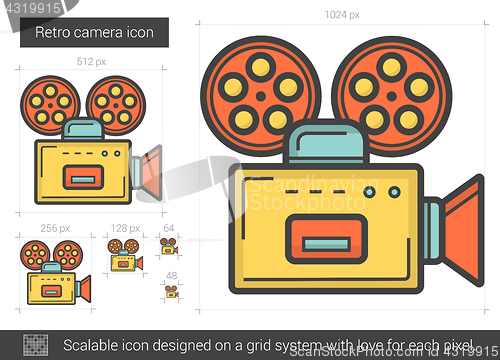 Image of Retro camera line icon.