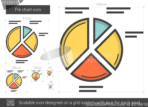 Image of Pie chart line icon.