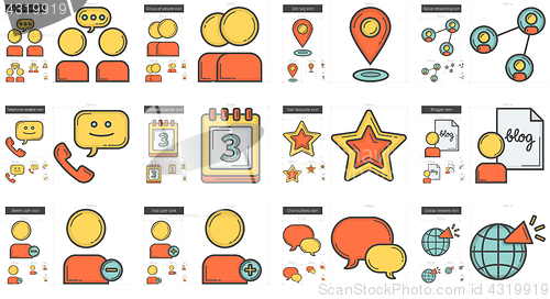 Image of Social media line icon set.