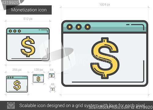 Image of Monetization line icon.