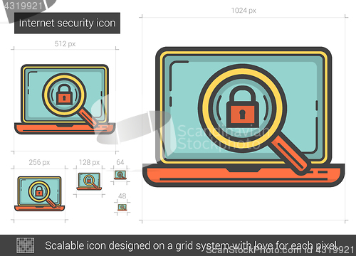 Image of Internet security line icon.