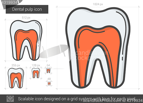 Image of Dental pulp line icon.