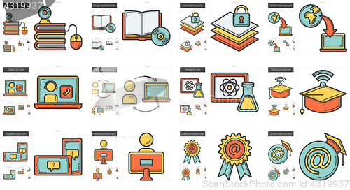 Image of Education line icon set.