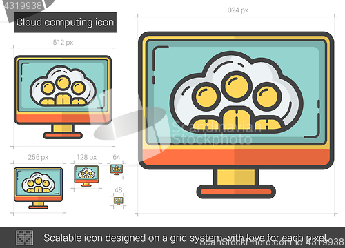 Image of Cloud computing line icon.