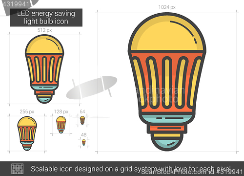 Image of LED energy saving light bulb line icon.