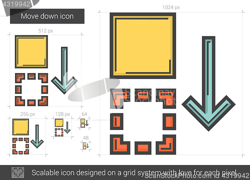 Image of Move down line icon.