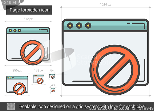 Image of Page forbidden line icon.