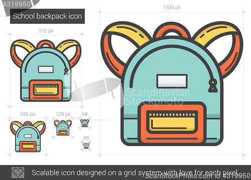 Image of School backpack line icon.