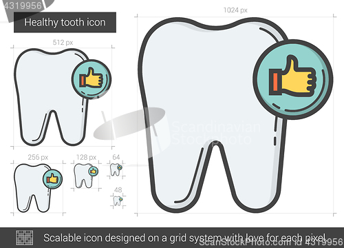 Image of Healthy tooth line icon.