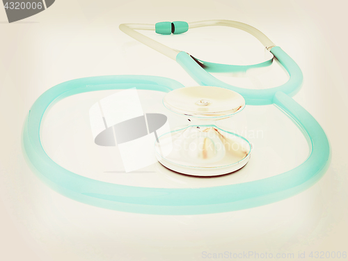 Image of stethoscope. 3d illustration. Vintage style.