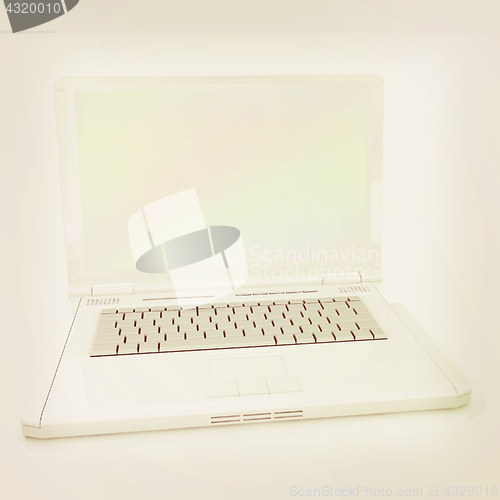 Image of Laptop computer. 3d render. Vintage style.