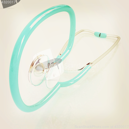 Image of stethoscope. 3d illustration. Vintage style.