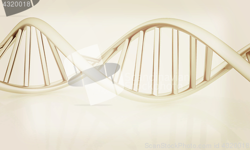 Image of DNA structure model. 3d illustration. Vintage style.