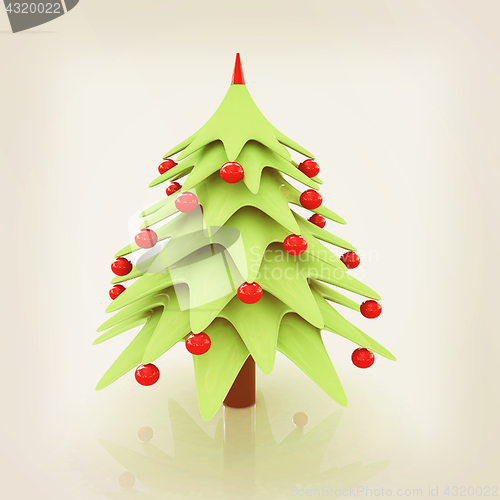 Image of Christmas tree. 3d illustration. Vintage style.