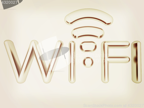 Image of Metal WiFi symbol. 3d illustration. Vintage style.