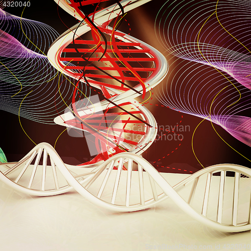 Image of DNA structure model Background. 3d illustration. Vintage style.