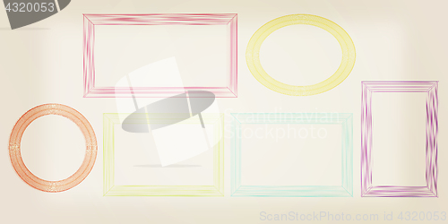 Image of Abstract frames. Conceptual design. 3D illustration. Vintage sty