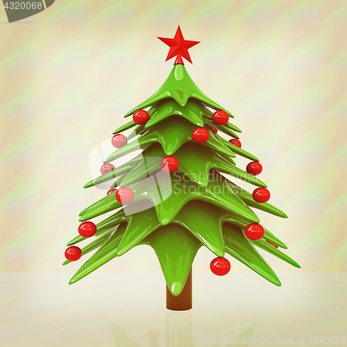 Image of Christmas tree. 3d illustration. Vintage style.