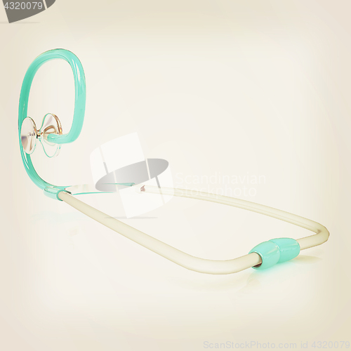 Image of stethoscope. 3d illustration. Vintage style.