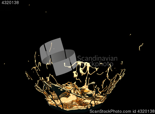 Image of Melted gold or oil splashes isolated on white