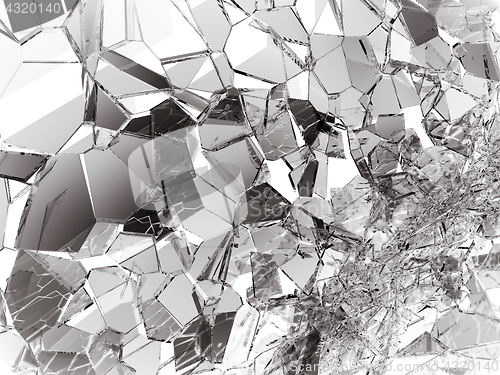 Image of Shattered or demolished glass over white