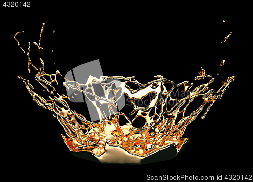 Image of Liquid gold or oil splashes isolated on black