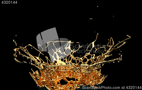 Image of Melted gold or oil splashes isolated on black