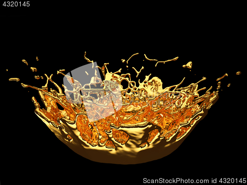 Image of Splashes or splatters of melted gold or oil isolated on black