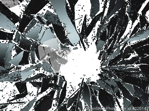 Image of Shattered or demolished glass over white 