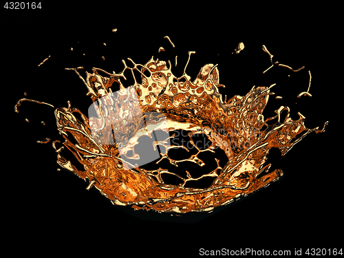 Image of Liquid gold or oil splashes isolated on black