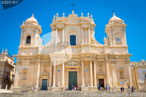 Image of NOTO, ITALY - 21th June 2017: tourists in front of San Nicolò C