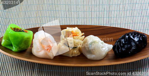 Image of Dim Sum on Bamboo Plate