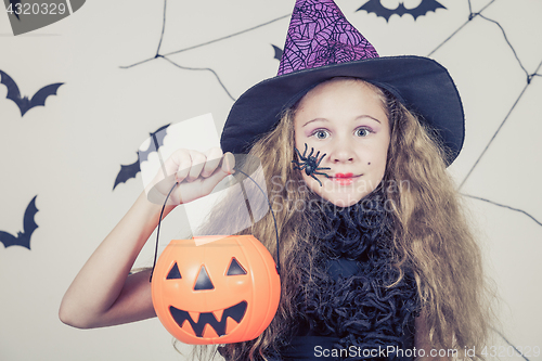 Image of Happy girl on Halloween party