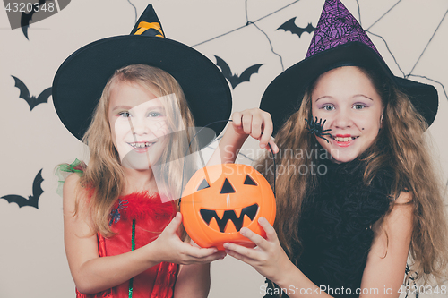 Image of Happy children on Halloween party