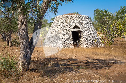 Image of Puglia Region, Italy. Traditional warehouse made of stone