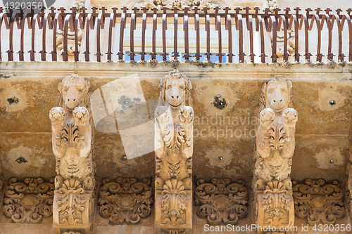 Image of NOTO, ITALY - Detail of Baroque Balcony, 1750