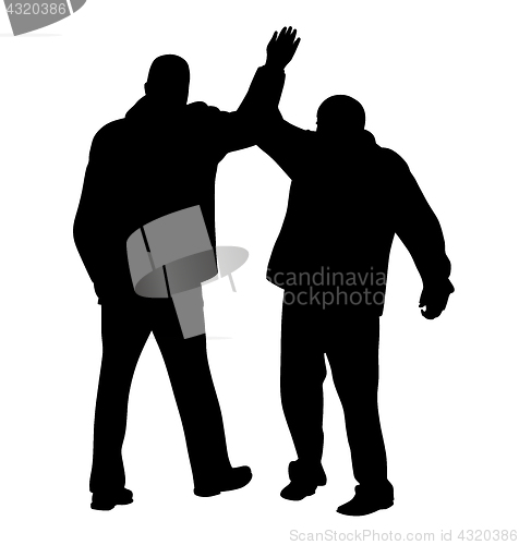 Image of Give me five gesture between two successful businessmen