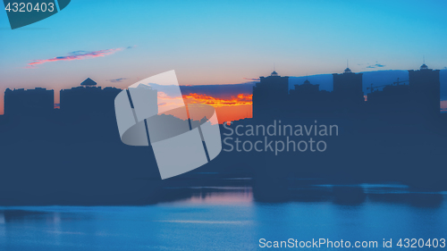 Image of Night Sunset Cityscape Background